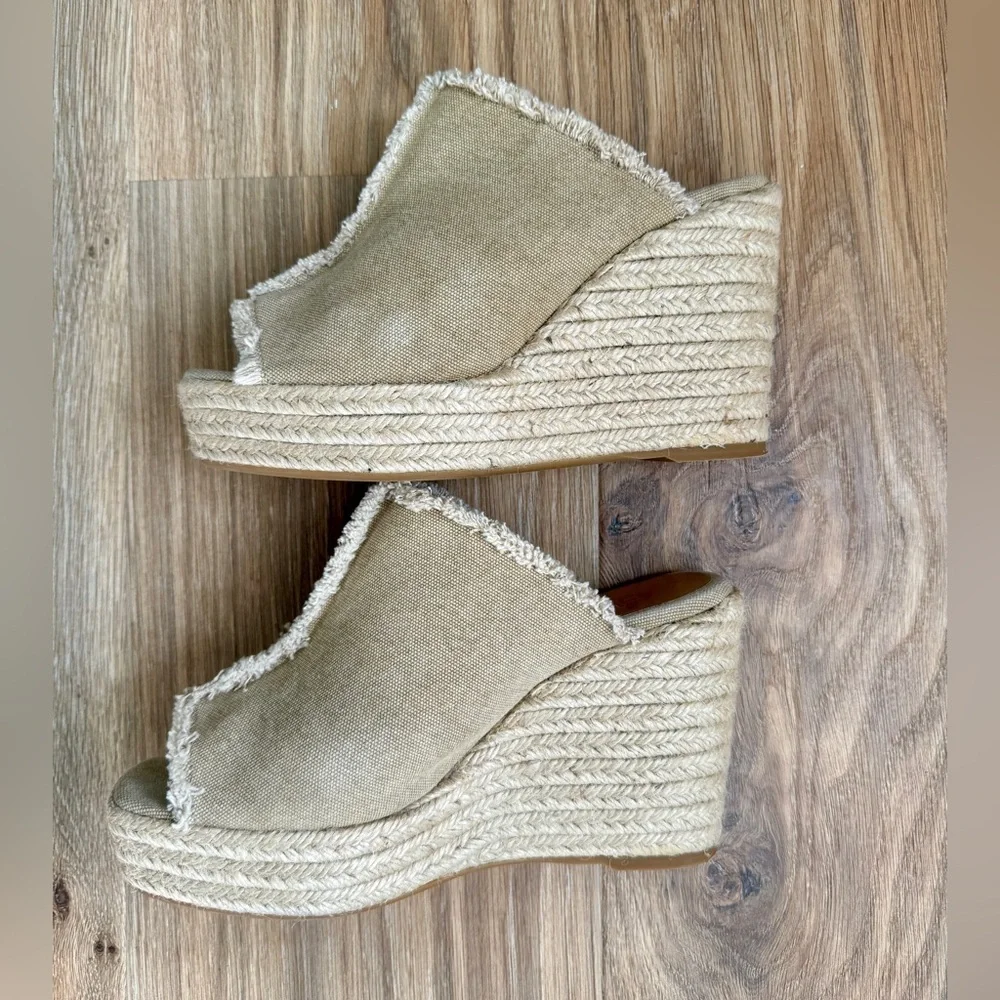 Castañer Canvas Espadrille Wedge Mules Beige Size 39